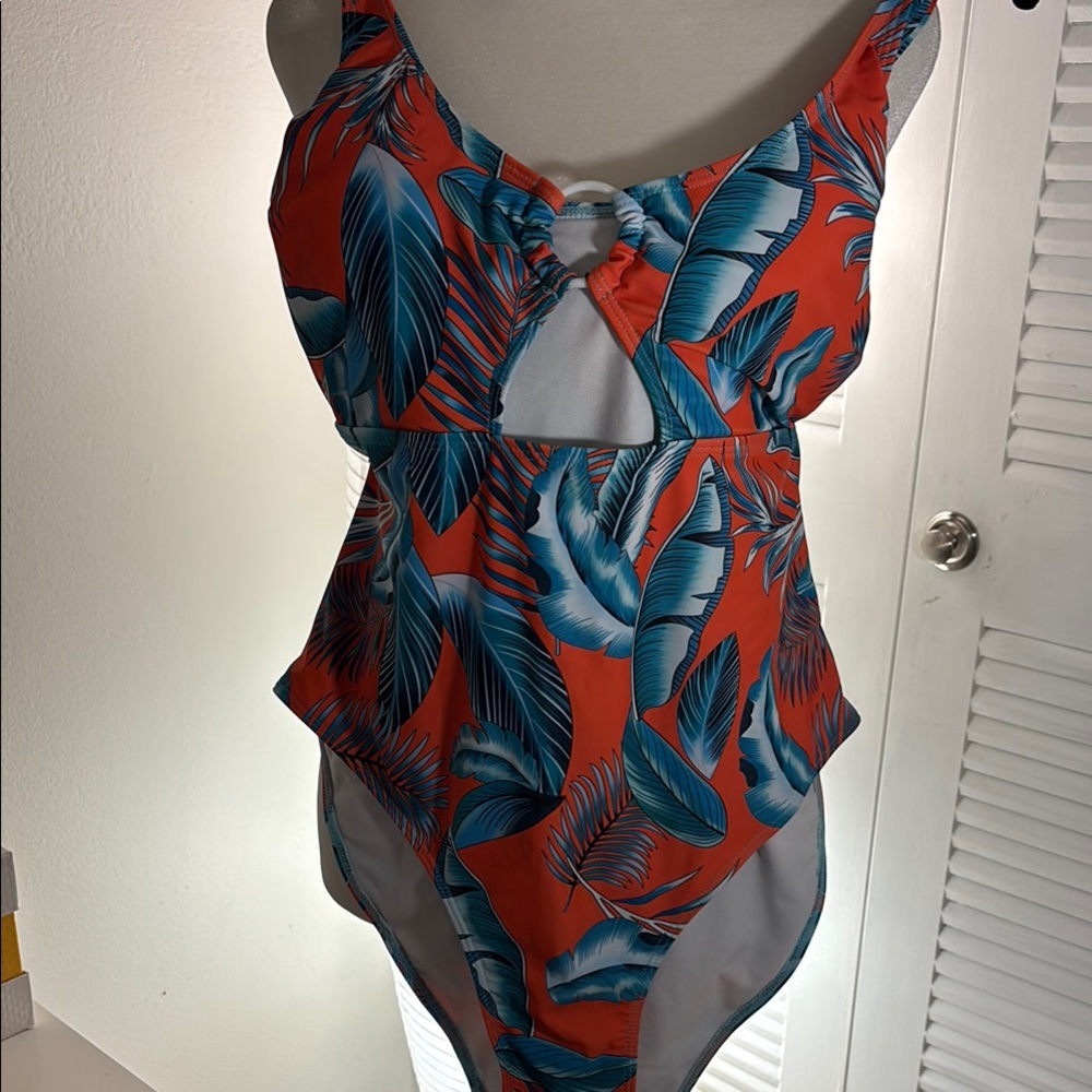 Tropical Leaf Print Swimsuit